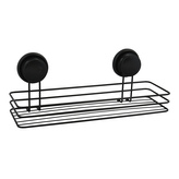 MSV polička s přísavkami MEGA VENTOUSES, do koupelny, černá, ocel, 35 cm