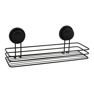 MSV polička s přísavkami MEGA VENTOUSES, do koupelny, černá, ocel, 35 cm