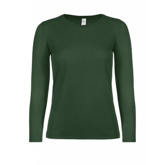 Triko dámské B&C dlouhý rukáv E150 - tmavě zelené, S
