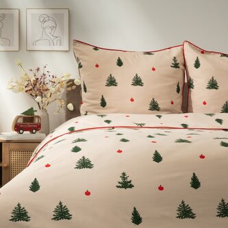 Vánoční mikrovláknové povlečení | WONKY | mikrovlákno s červeným lemováním | 220 x 200 + 2 x 70 x 80 cm | 700309