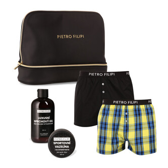 Pánská dárková kosmetická taštička 2PACK trenky a kosmetika Pietro Filipi (4PJTGP1Z1) XXL