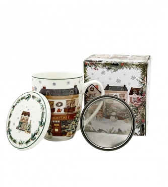 Porcelánový hrnek byliňák VÁNOČNÍ MĚSTO 2, 360 ml