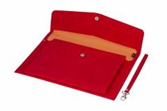 Teczka A4 z kieszonką nubuk czerwona