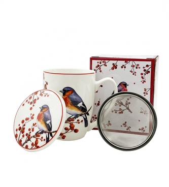 Porcelánový hrnek byliňák VÁNOČNÍ PTÁČCI 3, 360 ml