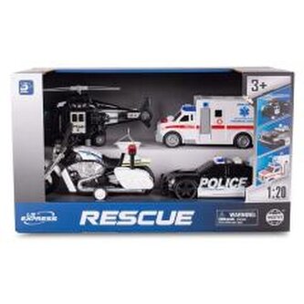 Zestaw policyjny z radiowozem i karetką 4el