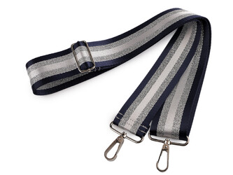 Popruh na tašku s karabinami šíře 5 cm - 1 ks - 10 modrá pařížská stříbrná