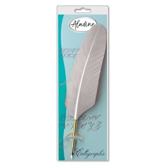 Husí brk s kovovým hrotem Aladine - bílý