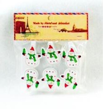Klamerki ozdobne zimowe Bałwanek 6szt