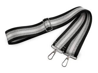 Popruh na tašku s karabinami šíře 5 cm - 1 ks - 6 černá stříbrná