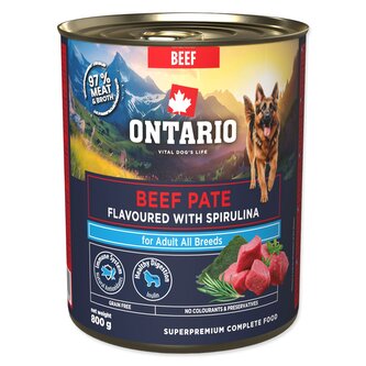 Konzerva Ontario Adult hovězí pate s příchutí spirulíny 800g