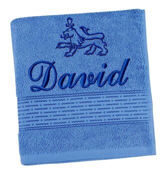 Froté osuška proužek s výšivkou jména a znamení zvěrokruhu - Modrá - 70x140 cm