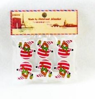 Klamerki ozdobne zimowe Miś 6szt