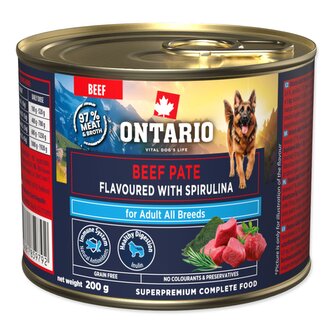 Konzerva Ontario Adult hovězí pate s příchutí spirulíny 200g