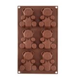 Forma silikon medvídci 6 hnědá