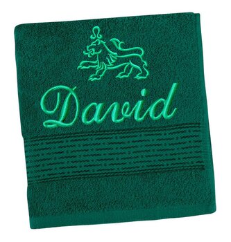 Froté osuška proužek s výšivkou jména a znamení zvěrokruhu - Zelená - 70x140 cm