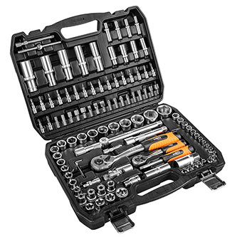 Sada nástrčných klíčů, 10-212, 108 ks, velikost 1/4 a 1/2, kufřík,, NEO TOOLS