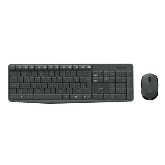 Logitech MK235 Sada klávesnice bezdrátová US, černá s bezdrátovou optickou myší, AAA, klasická, 2.4 [Ghz], 1x AA baterie pro myš