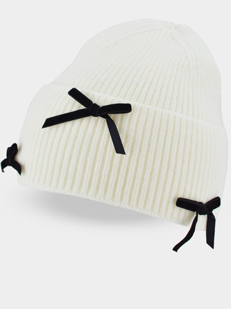 Dětská zimní čepice Mašličky - ecru, vel. 52 - 56 cm; 104-128 (3-7r), 122-128 (6-8r), 128-134 (7-9r), 134-140 (8-10r); ecru, smetanová