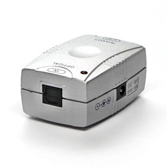 Audio převodník digitálního signálu, z optického na coaxiální, TOSLINK samice - CINCH samice, součástí je i DC adaptér, DOPRODEJ