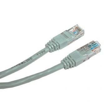 Síťový LAN kabel UTP crossover patchcord, Cat.5e, RJ45 samec - RJ45 samec, 10 m, nestíněný, křížený, šedý, k propojení 2 PC, econo