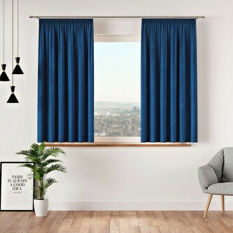 Dekorační krátký závěs s řasící páskou VELVINO color 011 modrá 140x160 cm (cena za 1 kus) MyBestHome