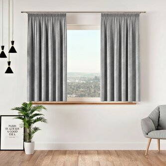 Dekorační krátký závěs s řasící páskou VELVINO color 019 světle šedá 140x160 cm (cena za 1 kus) MyBestHome