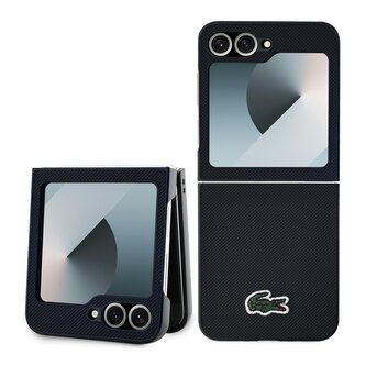 Lacoste Iconic Petit Pique Woven Logo MagSafe Zadní Kryt pro Samsung Galaxy Z Flip 6/7 FE Black