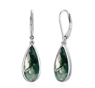 MA-0004 Stříbrné náušnice s mechovými acháty