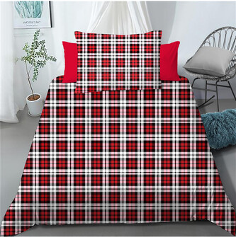 Bavlněné povlečení Červené káro 140x200, 70x90 cm