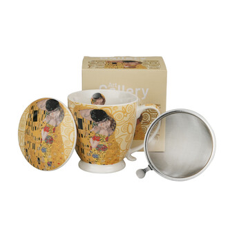 Zaparzacz na stopce THE KISS ECRU inspired by Klimt