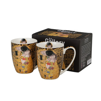 2 kubki classic THE KISS BROWN inspired by Klimt