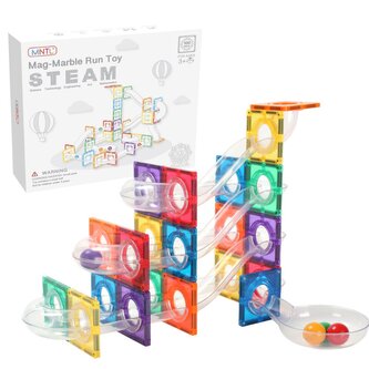 MNTL - Magnetická stavebnice Marble run toy - 100 ks - transparentní