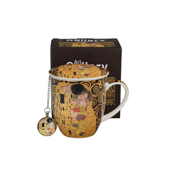 Kubek z zaparzaczem z zawieszką THE KISS BROWN inspired by Klimt