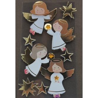 Vánoční nálepky Andělé a zlaté hvězdy