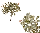 Zelená větvička s bílými bobulemi a sněhovým popraškem 18 cm