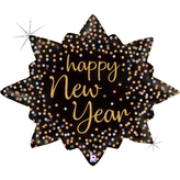 Foliový balonek Happy New Year hvězda - konfety 75 × 62 cm