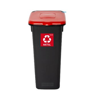 Odpadkový koš na tříděný odpad Flap Bin šedý 53 l, červené víko - kov