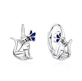 DN-0130 Stříbrné dívčí náušnice kočičky - zvířátka