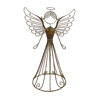 Kovový šedozlatý anděl Aureola 21 cm