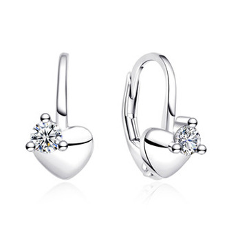 NB-3068 Stříbrné náušnice na klapku srdíčka - srdce