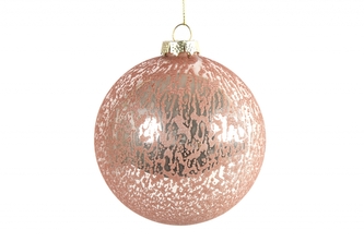 Růžová vánoční baňka Yana M, 3ks