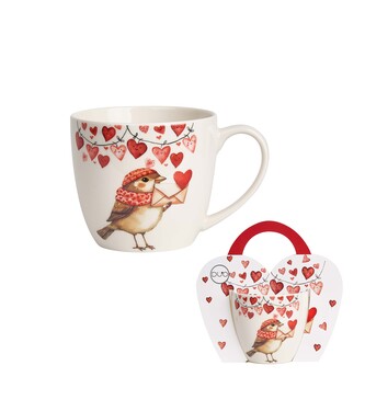 Kubek 460 ml w "koszyczku" WRÓBEL