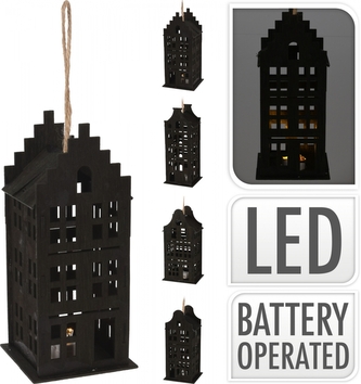 LED domeček černý, 19x9x7 cm