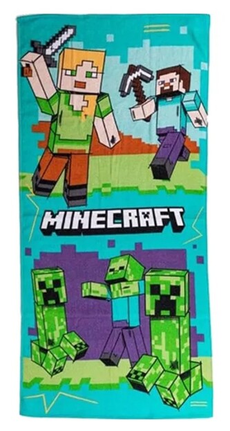 Dětská bavlněná osuška MINECRAFT tyrkysová