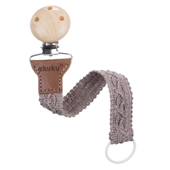 AKUKU A0716 Tasiemka / zawieszka do smoczka bawełna beż