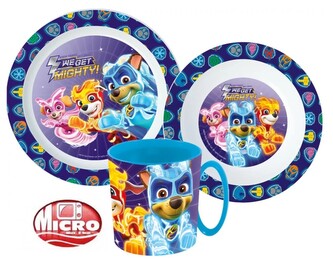 Plastový jídelní set TLAPKOVÁ PATROLA we get mighty modrý