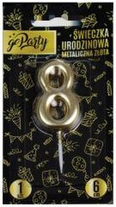 Świeczka urodzinowa 8 Metaliczna złota