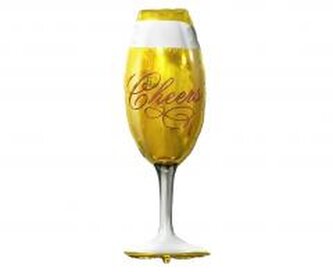 Balon foliowy Kieliszek złoty Cheers 22x73cm