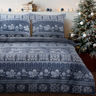 Vánoční povlečení 100% bavlna flanel NORDIC 1x 220x200 cm, 2x povlak 70x80 cm francouzské povlečení MyBestHome