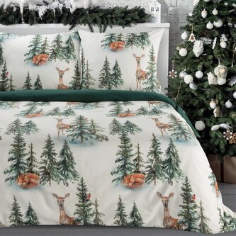 Vánoční povlečení 100% bavlna WILD FOREST 1x 140x200 cm, 1x povlak 70x80 cm MyBestHome